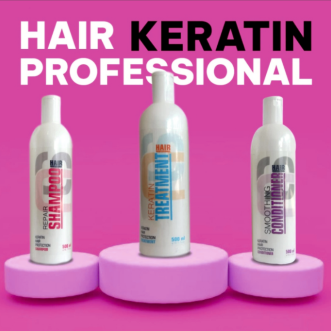 Hair Keratin Professional Treatment Set – Shampoo, Treatment & Conditioner